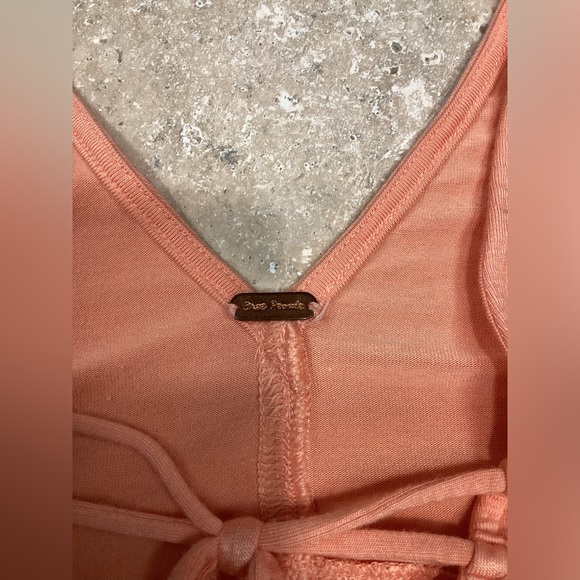 Free people orange boho tie front flowy tank top - Picture 4 of 8